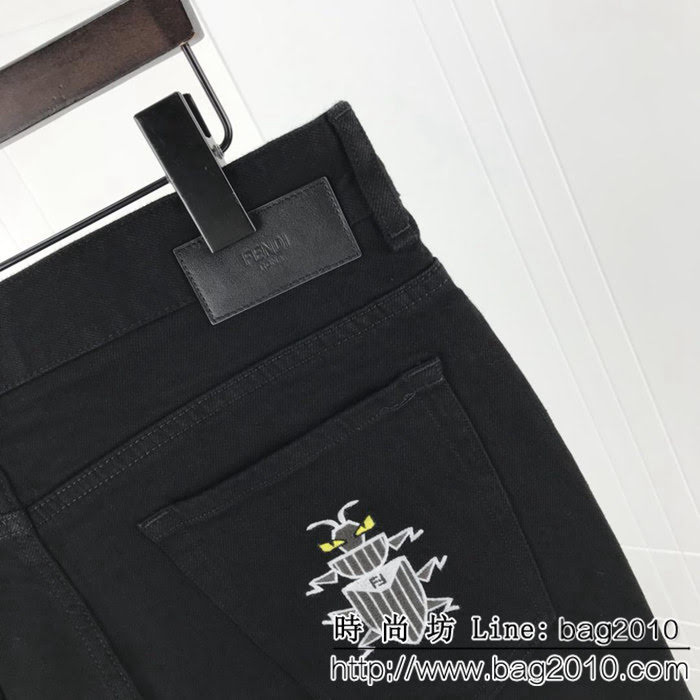 FENDI芬迪 18ss秋冬新款 背後口袋圖案刺繡款 代工廠訂單 男款牛仔褲 ydi2246